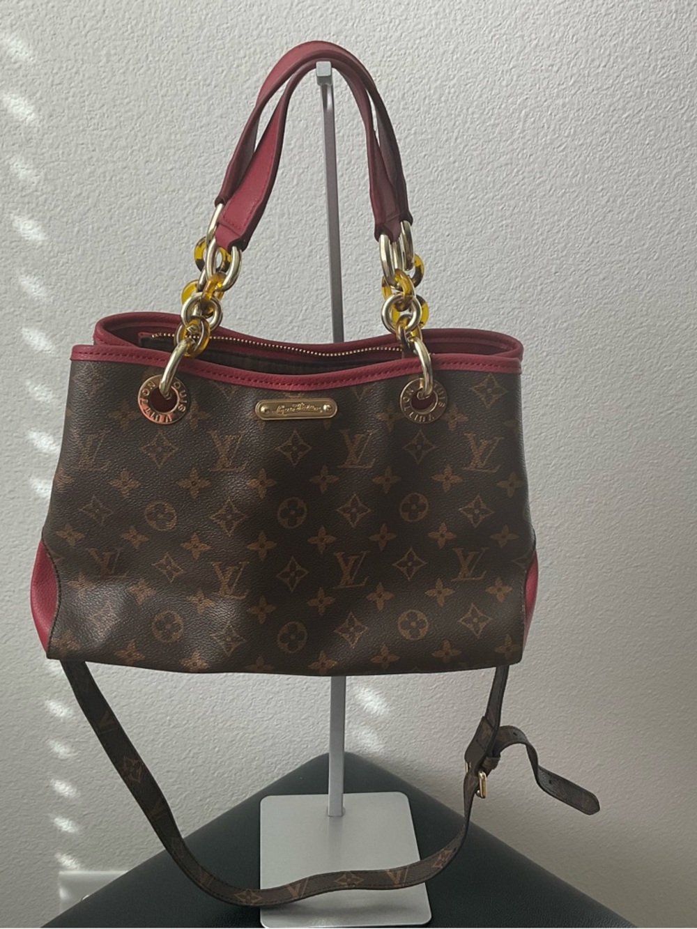 Louis Vuitton Monogram Canvas Tote with Red Trim